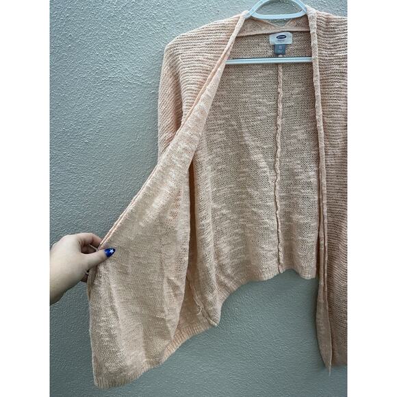 Old Navy Womens Cardigan Size XL Pink 3/4 Sleeve Open Front Open Knit - Picture 3 of 10